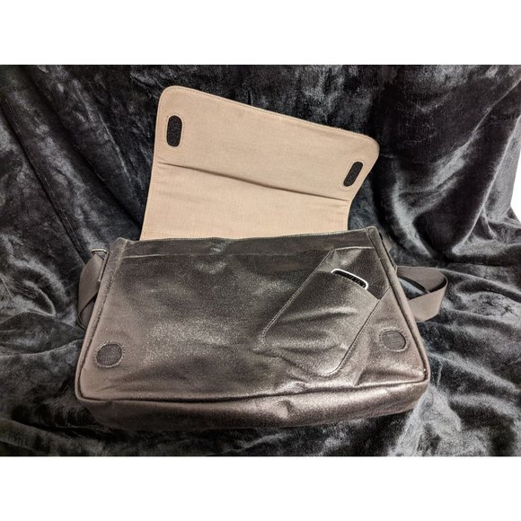 Leather Messenger Bag Brooklyn NY 14 Street Union Square Hand Printed Image - Picture 2 of 14